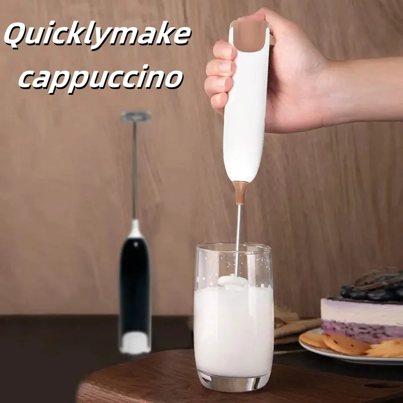 Electric Milk Creamer, Foam Mixer Blender, Coffee Blender, Cappuccino Waterproof Detachable Stainless Steel Whisk Drink Mixer