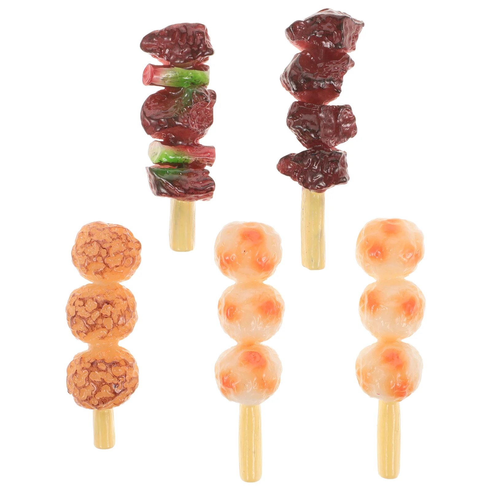 

5 Pcs Bbq Grill Toy Kitchen Pretend Playset Simulation Barbecue Skewers Fake Food Realistic Child