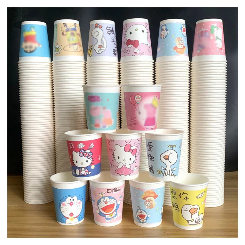 

250Ml Cartoon Anime Peripheral Disposable Paper Cup 50Pcs/set Kawaii Cute Home Office Thickened Water Cup Paper Cup Wholesale