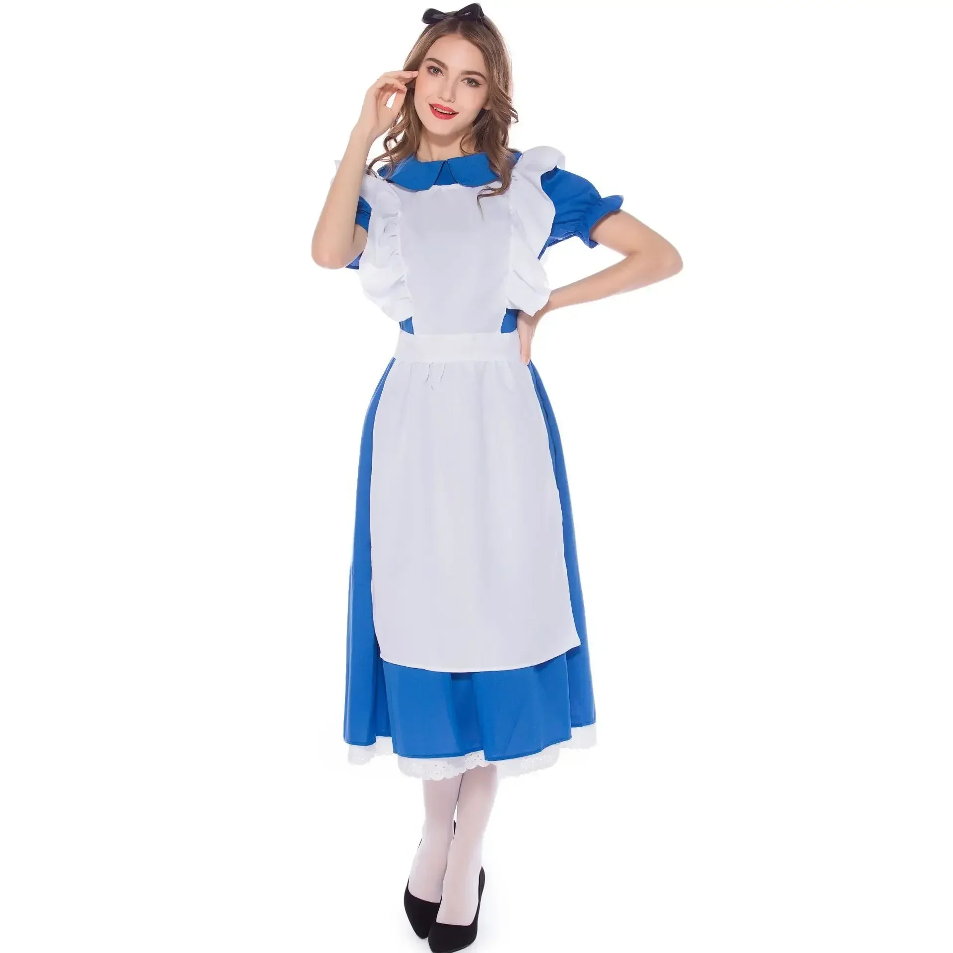 Halloween Costumes for Women Lolita Dress Maid Apron Fantasia Carnival Masquerade Party Alice In Wonderland Cosplay Costume