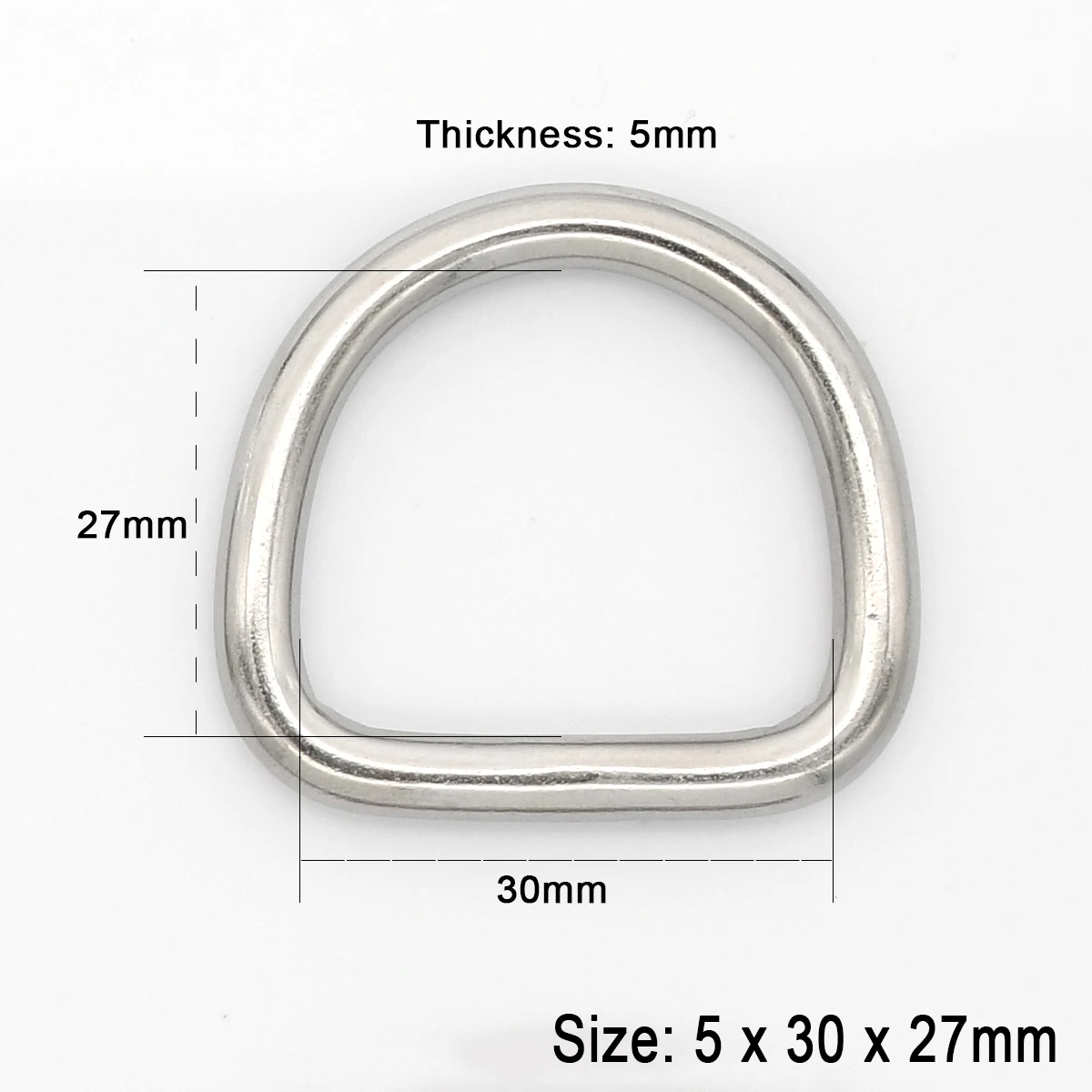Stainless Steel Dee D Ring Buckle for Bags, Straps, and Leather Crafts