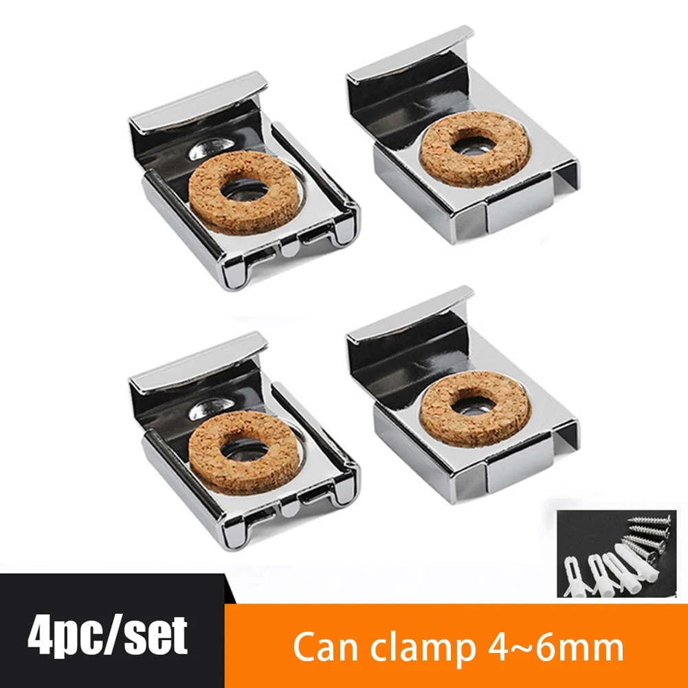 Chrome Mirror Wall Hanging Fixing Kit 4pcs Bathroom Mirror Mounting Brackets Clamps Frameless Metal Clips For Kitchen Bathroom