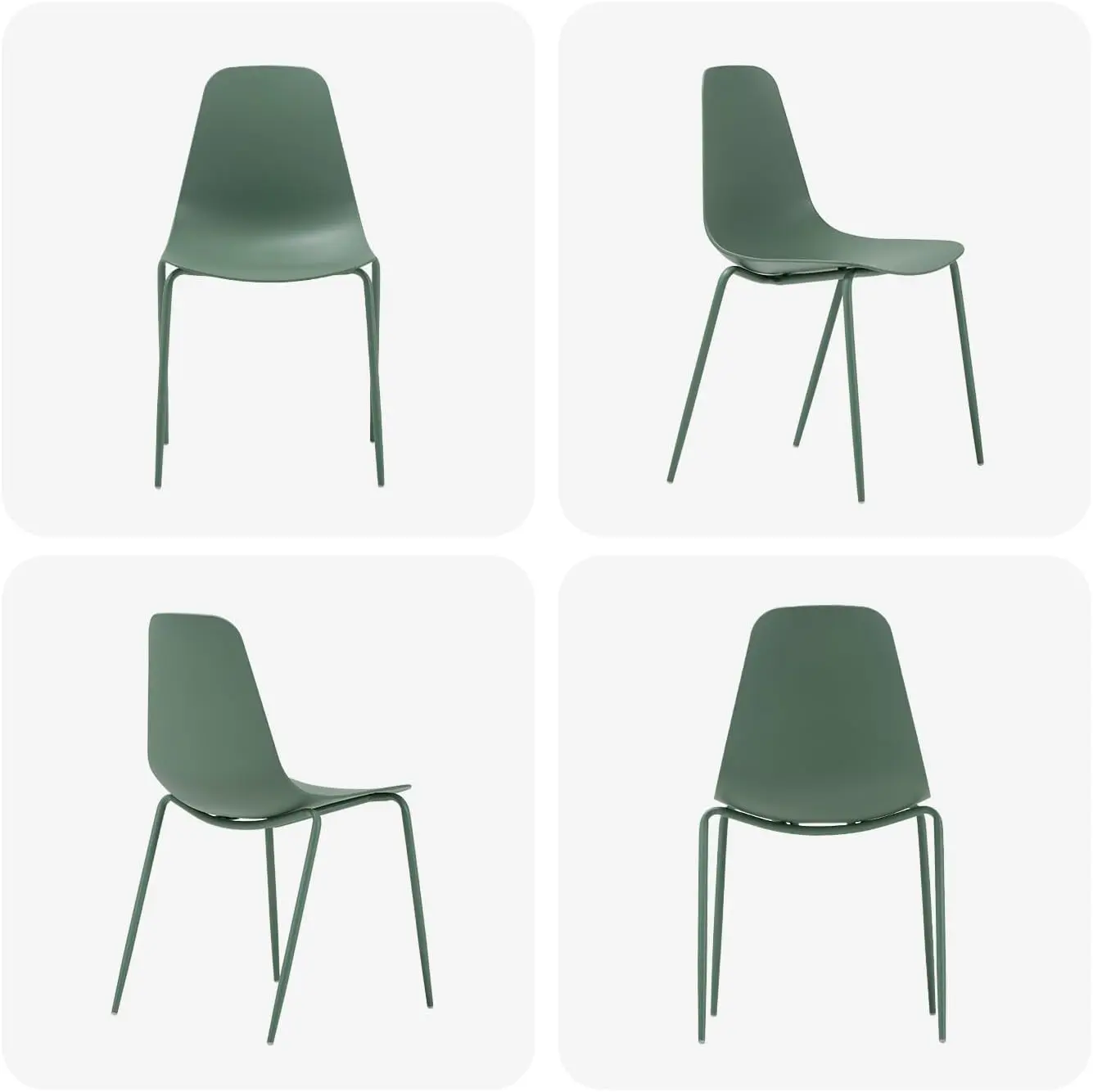 Modern Dining Room Chairs Set of 4, Plastic Kitchen Chairs Stackable Patio with Metal Legs for Indoor, Outdoor, Restauran