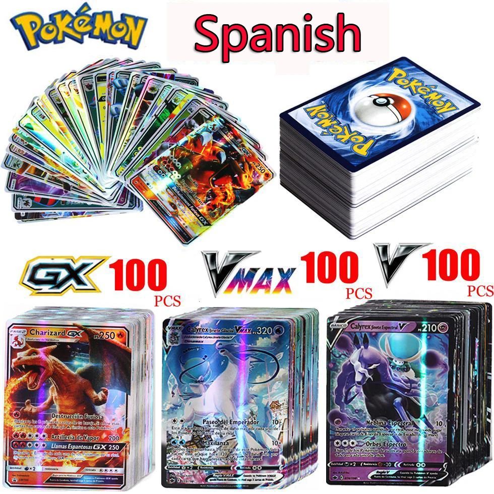 100pcs Spanish Pokemon Card Gx Shining Card Box Spain Pokémon Pikachu