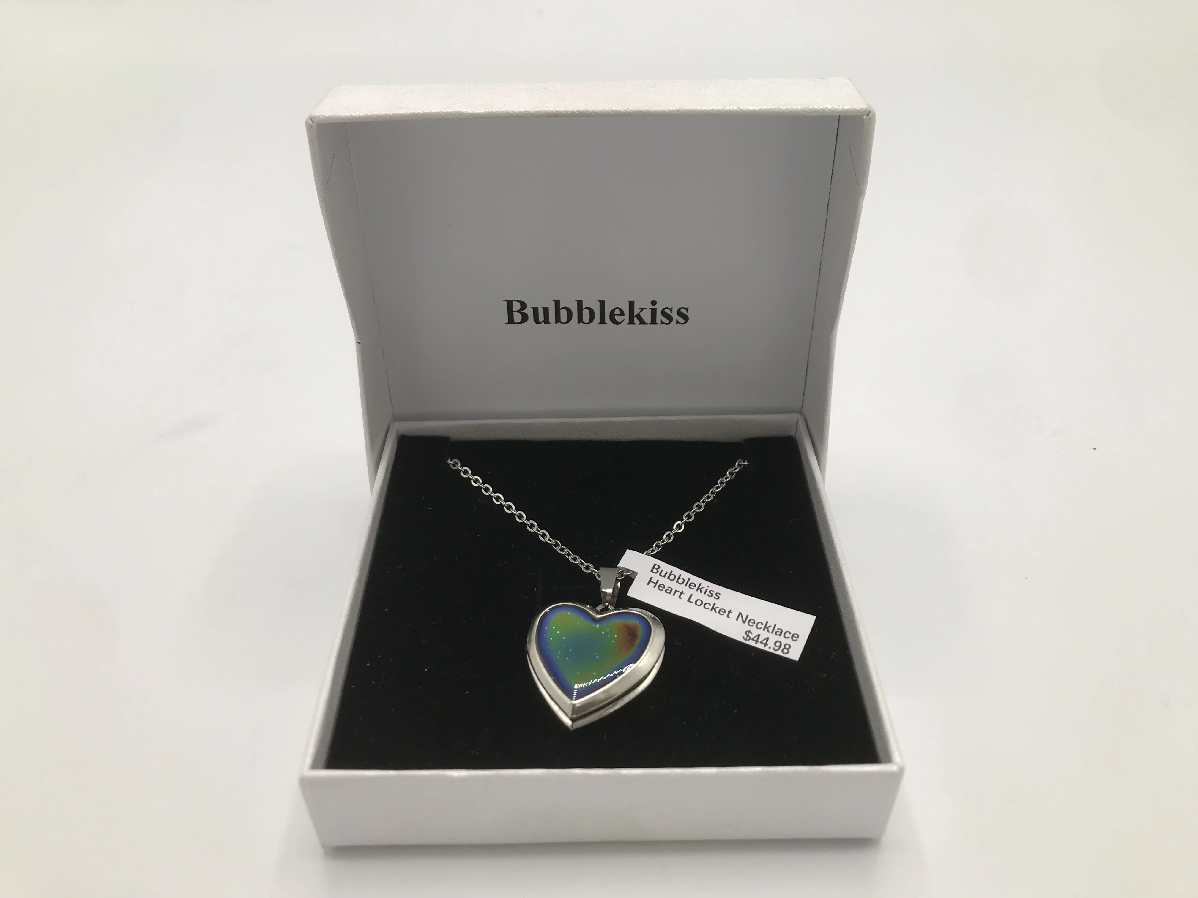 

BUBBLEKISS Heart Lockets Pendants for Women Men High quality silver chain stainless steel picture frame