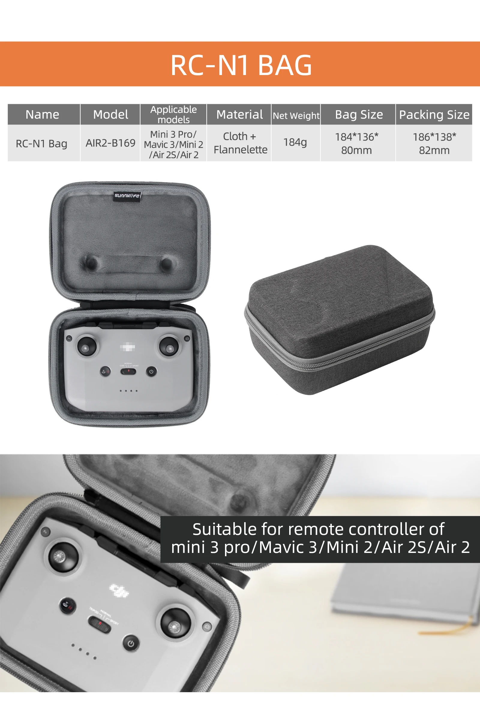 for DJI Mini 3 pro Storage Bag DJI RC remote controller case Portable Carrying Box Case Handbag Smart Controller Accessories
