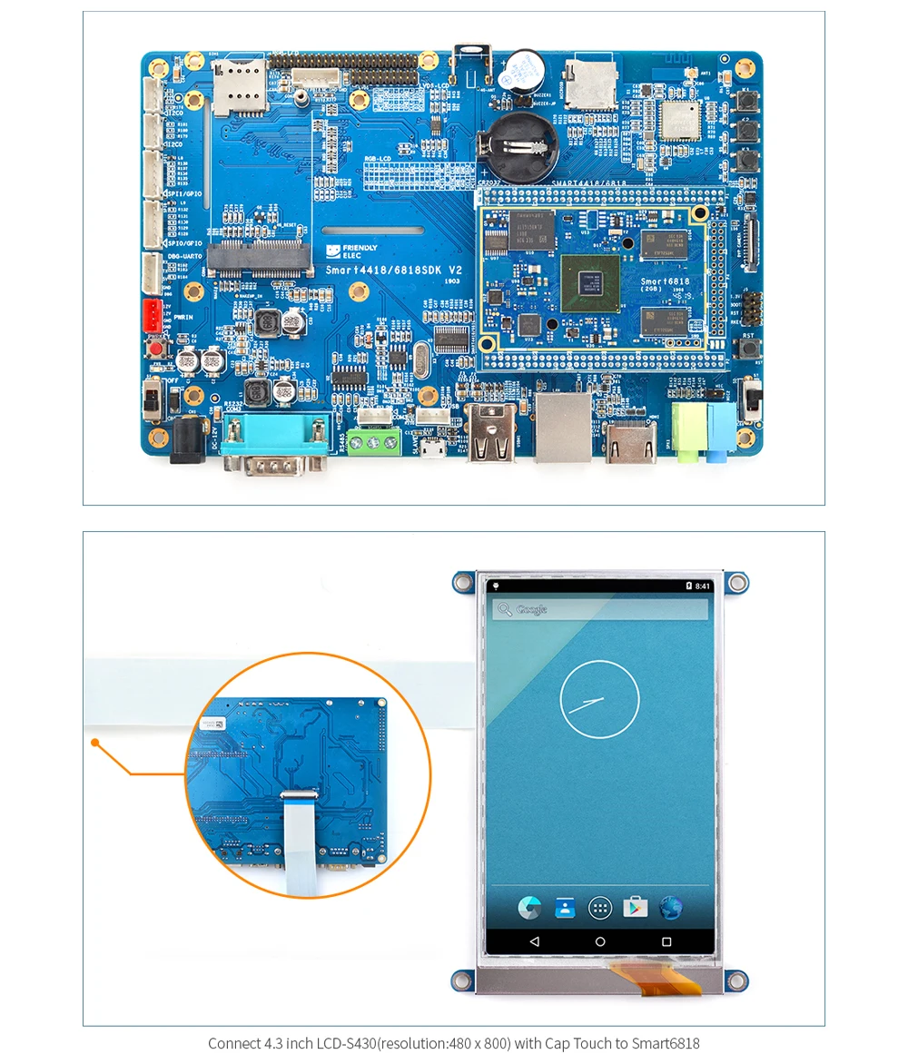 Smart6818 Dev Kit 2.0 Octa-Core Cortex A53 CPU Board S5P6818 SOC 1GB DDR3 RAM Gb