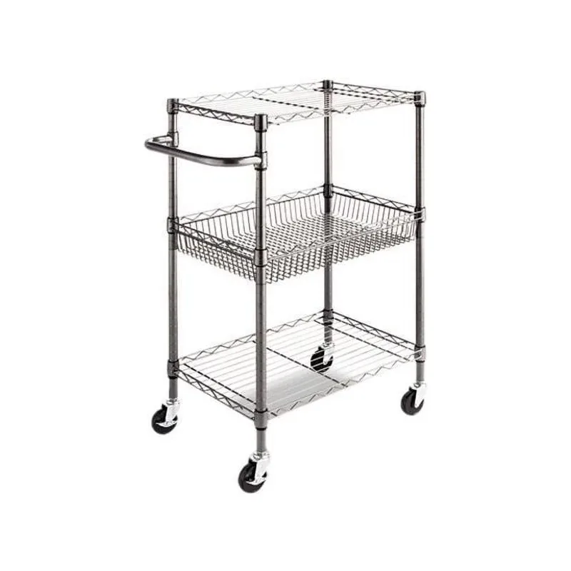 

Three-Tier Wire Rolling Cart, 28w x 16d x 39h, Black Anthracite