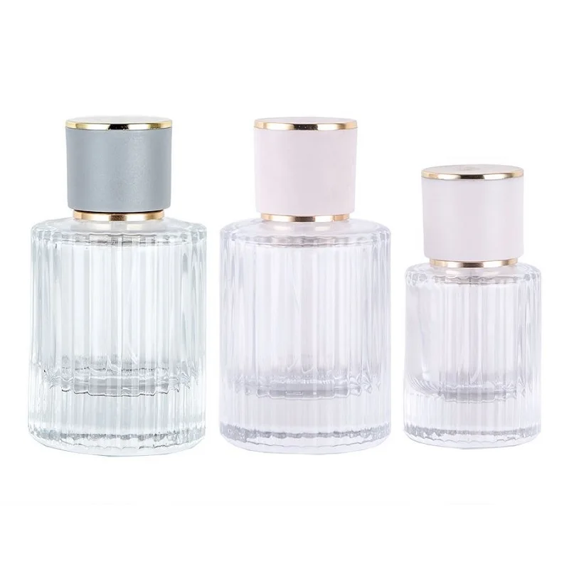 

5pcs Perfume Atomizer Refill Bottle Screw Pump Empty Cosmetic Packaging Clear Round Thick Bottom Glass Spray Bottles 30ml 50ml