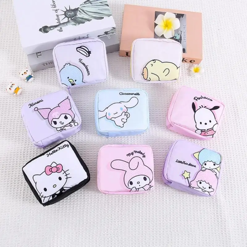 

Kawaii Sanrios Sanitary Napkin Storage Bag Hellokittys Mymelody Kuromi Purse Bag Organizer Pouch Coin Purse Portable Storage Bag