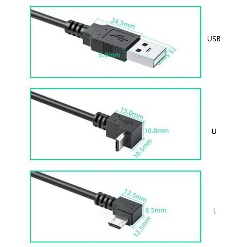 마이크로 USB 케이블, USB2.0 안드로이드 어댑터 커넥터 마이크로 USB 장치용 데이터 와이어 라인 고속 충전 및 데이터 전송