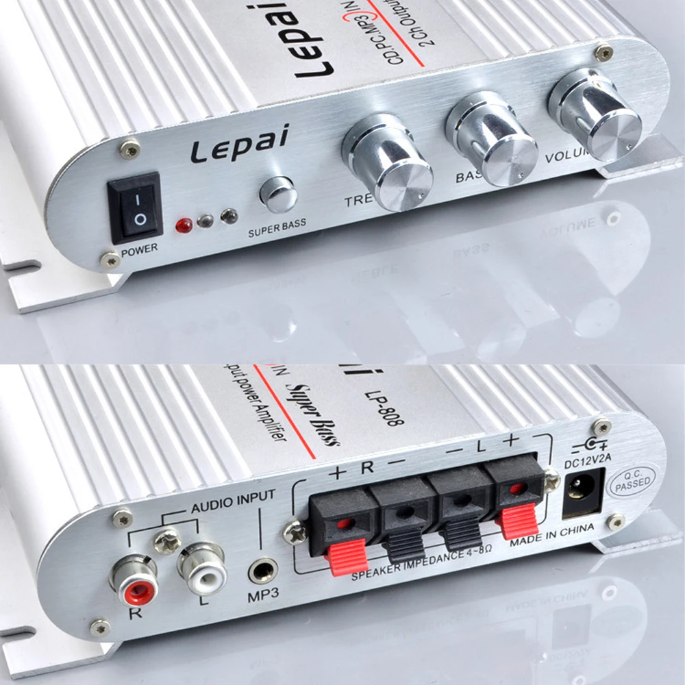 Lepy lp-808 HIFI Power Amplifier High Quality RCA Input/Output RMS 20W*2 Treble/