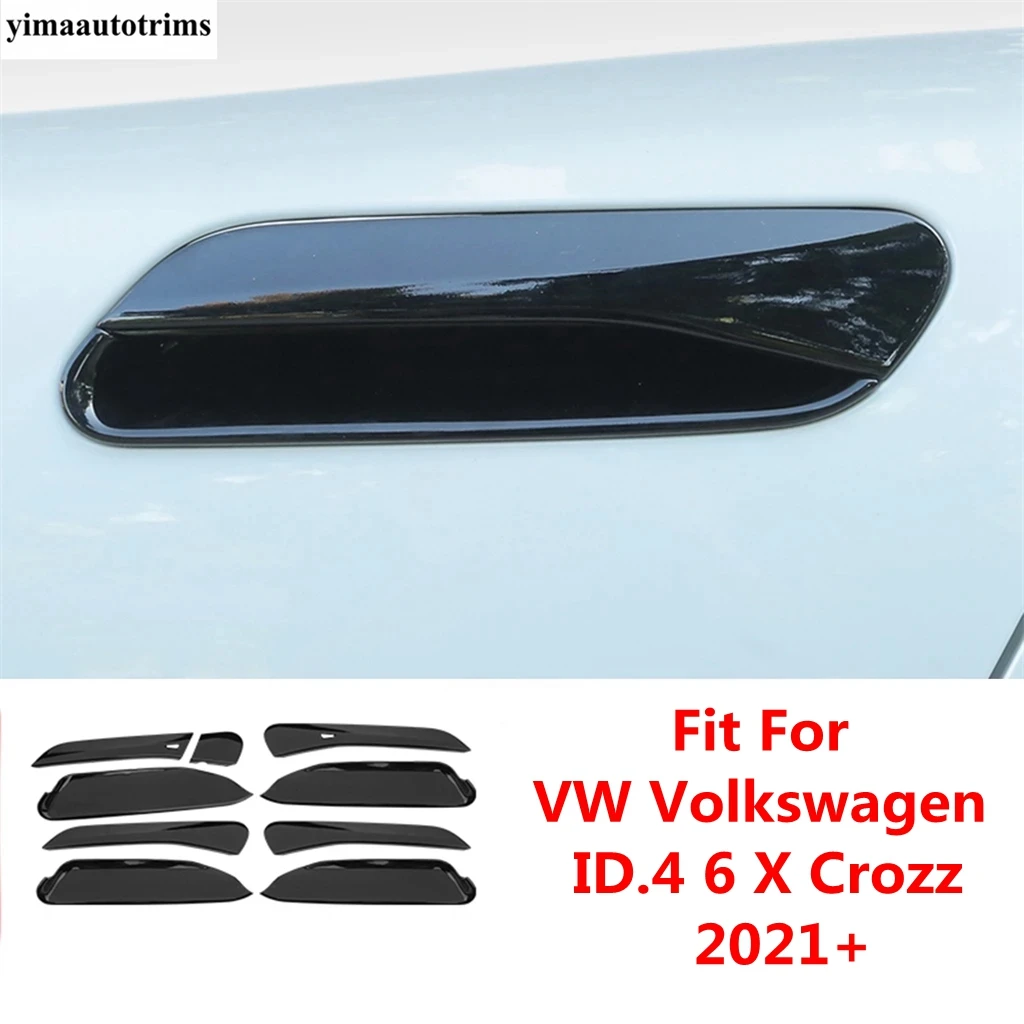 

Car Outer Door Handle Bowls Cover Trim For VW Volkswagen ID.4 6 X Crozz 2021 - 2023 ABS Chrome Carbon Fiber Black Accessories