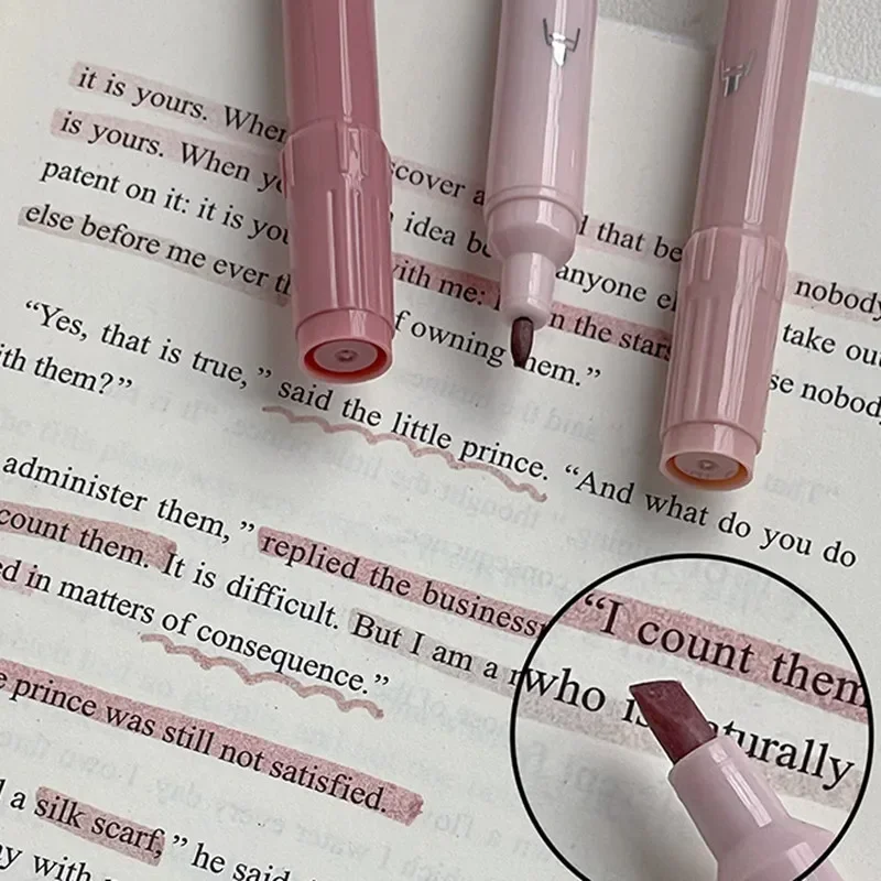 4개/세트 형광펜 귀여운 더블 헤드 캔디 컬러 마커 빠른 건조 형광펜 파스텔 학..