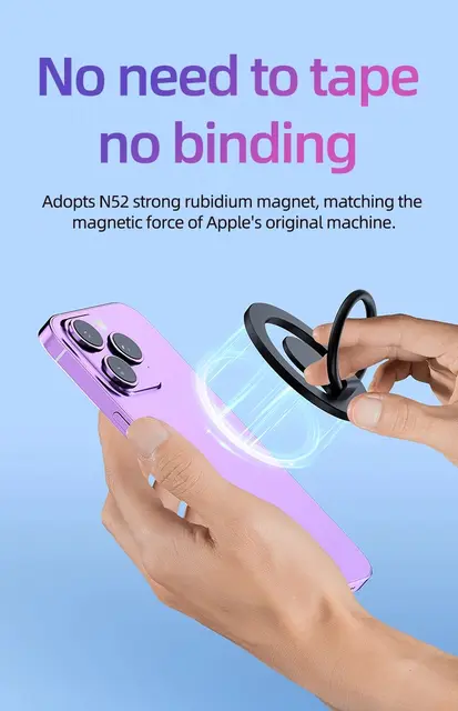 Supporto Magnetico Per IPhone Con Anello E Cinturino - Compatibile MagSafe, 360° Rotazione, Alba Dorata - Foto 3