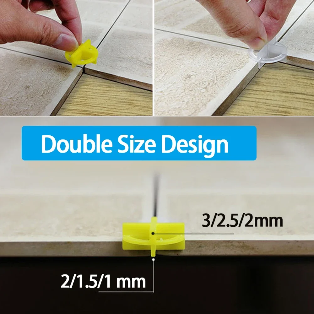 Tile Spacers 50/100Pcs Double Size Clips Wedge Ceramic Leveling System for Floor Wall Tile Gap Leveling Construction Tool