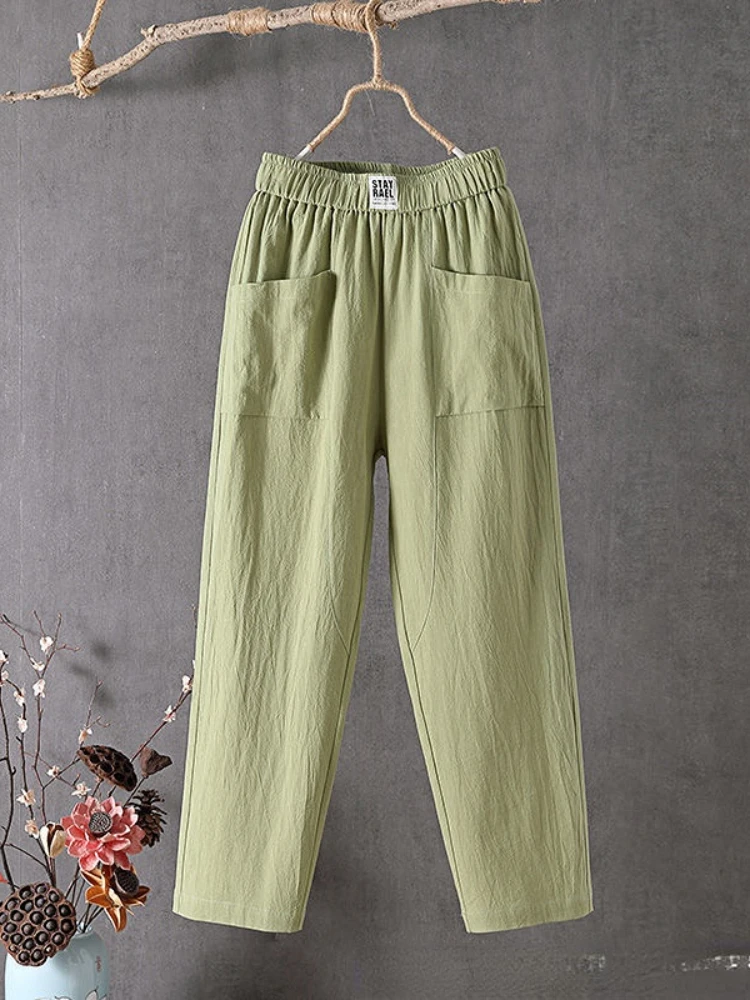 

Cotton Hemp Haren Pants Women Korean Version Loose Thin Straight Trousers Summer Thin Nine-point Casual Women's Pants Clothes