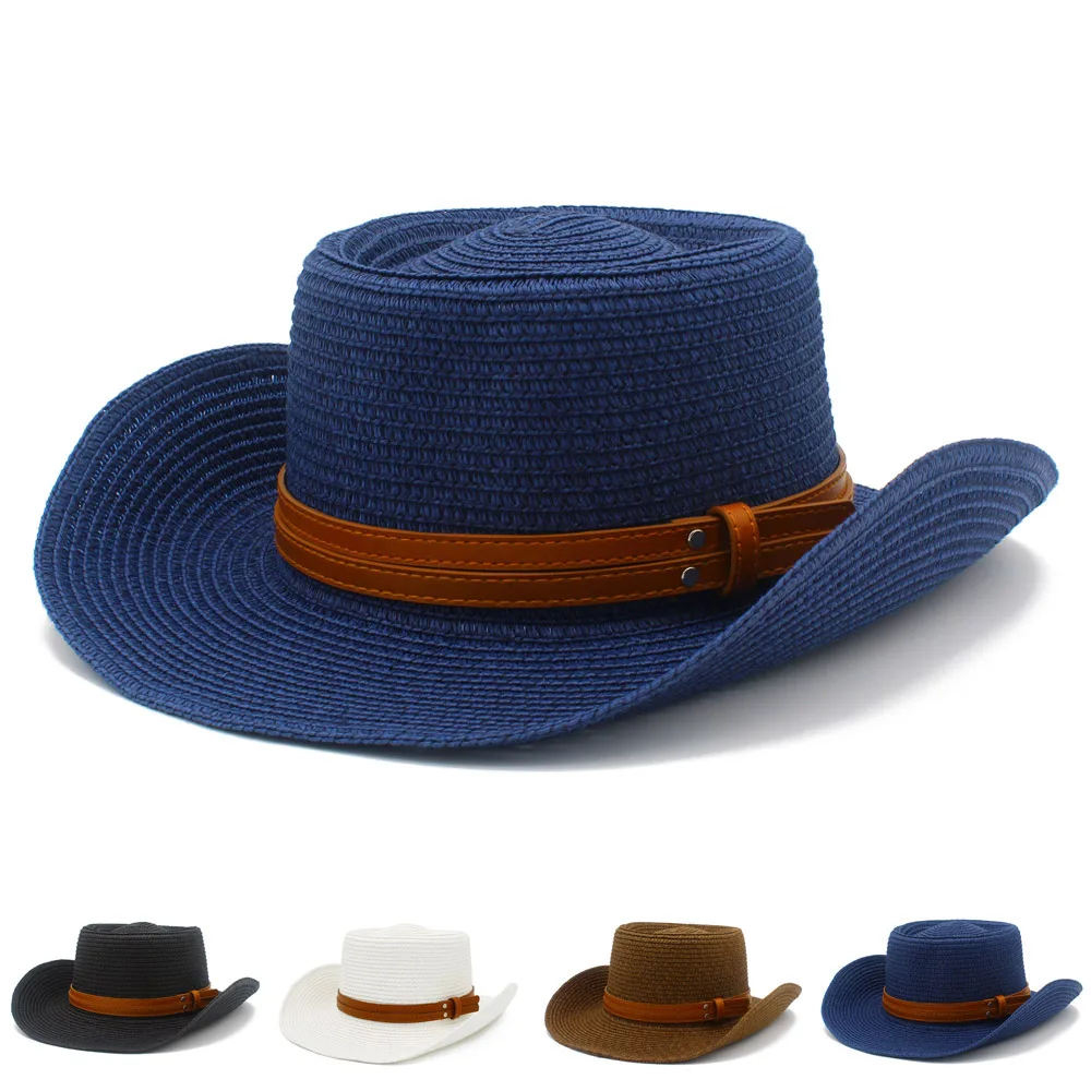 

Straw Hat Men Women Fedora Hats Trilby Caps Fedora Jazz Hat Cowboy Sunhat Curl brim Cap Chapeau Blower Round Top Caps