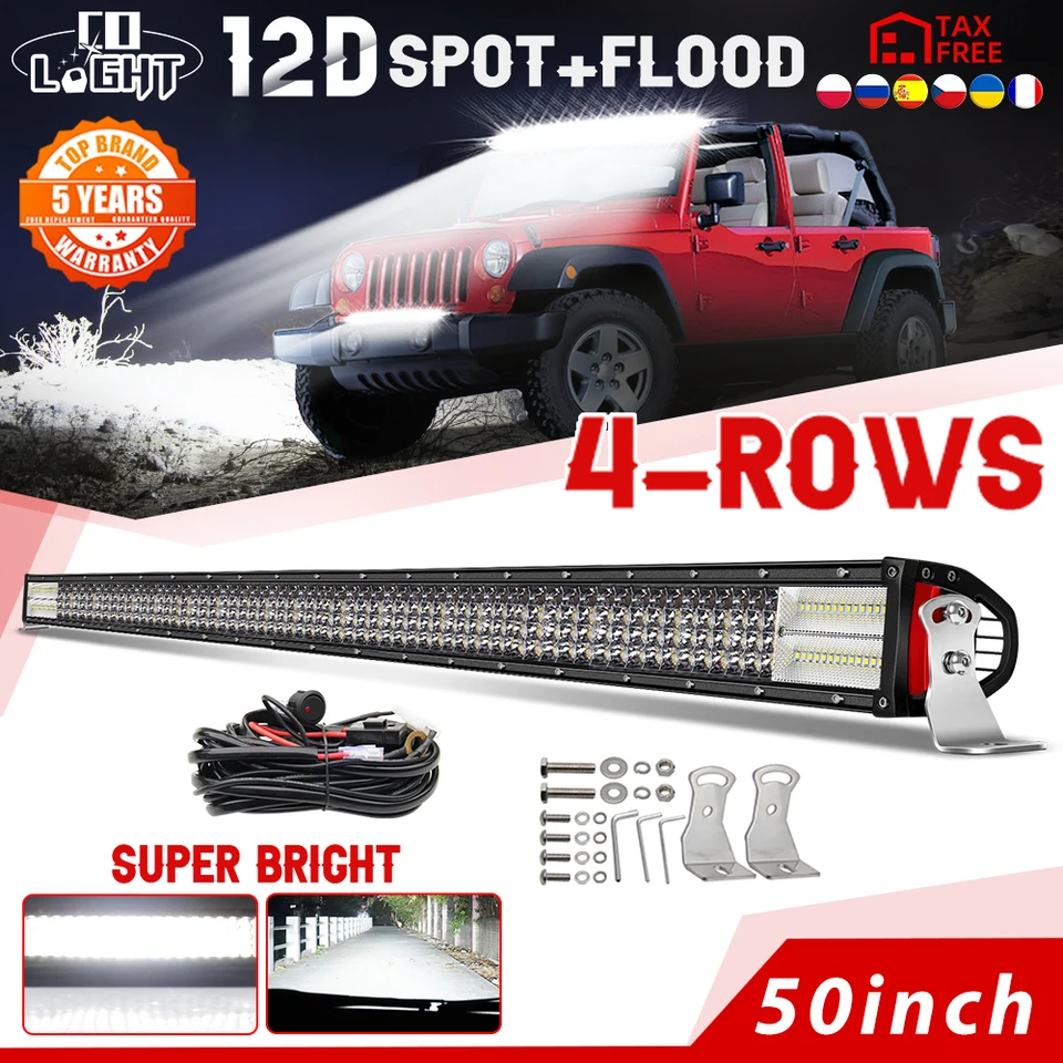 Co Light Led Bar 50 Inch 12d 4-rows Led Light Bar Spot Flood Combo Beam For Off  Road Tractor Lada Niva 4x4 Truck Suv Atv 12v 24v - Light Bar/work Light -  AliExpress