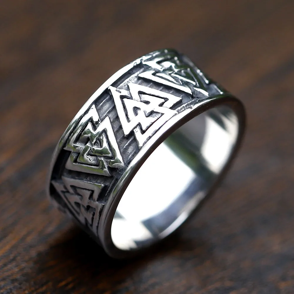 

2023 NEW Men's 316L stainless-steel rings VIKING Odin Rune Thor Hammer Amulet Vintage AegishjalmurJewelry Gifts free shipping