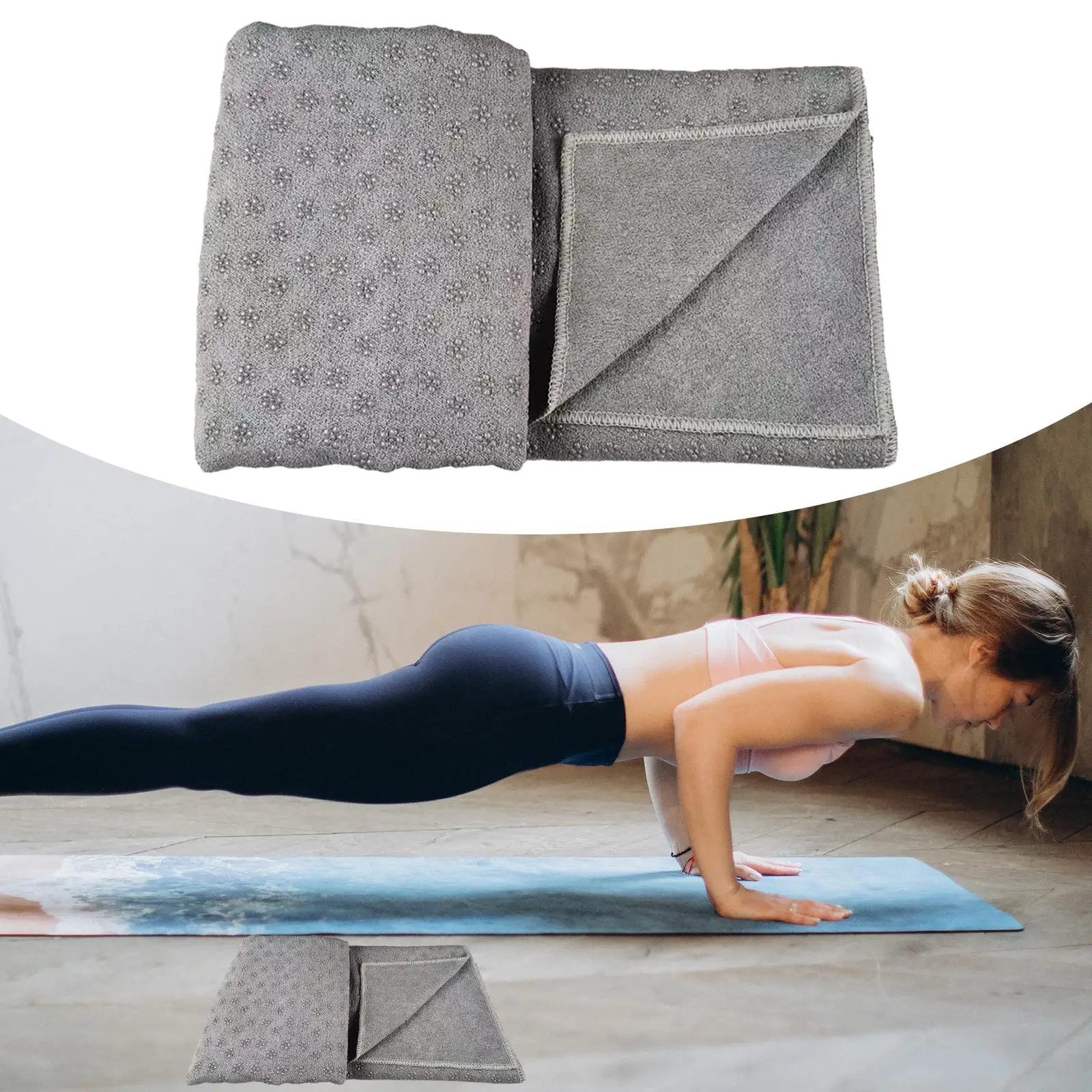 Yoga Mat Towel, Yoga Towel, Women Folded Yoga Mat Towel, Practice Sweat Absorbent Exercise Mat for Home Gym Pilates Travel
