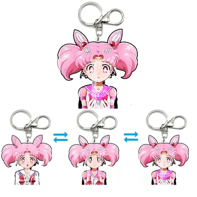 

Anime Cute Girl Chibiusa Acrylic Motion Key Chains Creative Bag Pendant Car Keyring Anime Peripheral Gift for Child