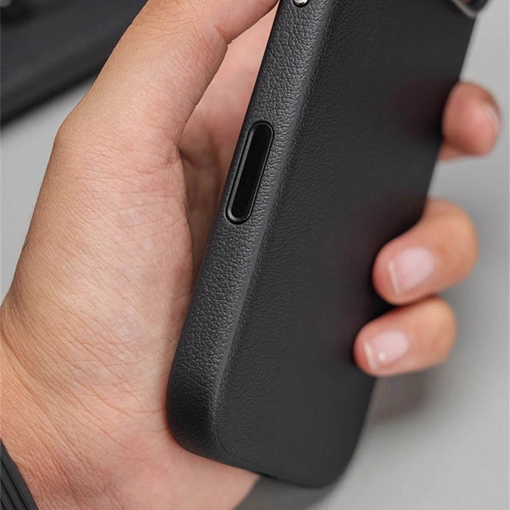 Luxurious PU Leather Magnetic Phone Case with Alloy Lens Cover & Camera Protection