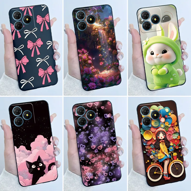 Cute Love Rabbit Black Soft Silicone Protective Back Cover