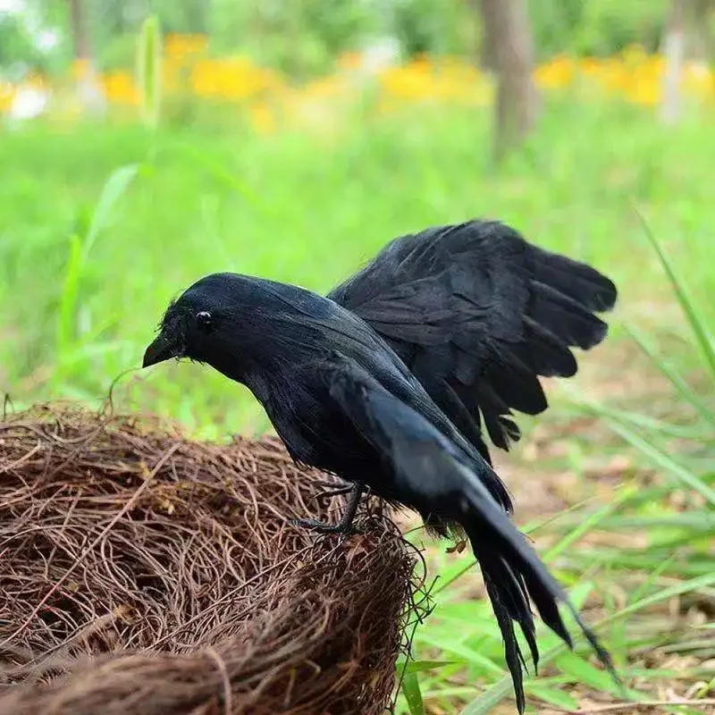 

Simulation Black Crow Halloween Removable Feather Bird Artificial Crow Raven Prop Horror Scary Garden Decorations Party Supplies