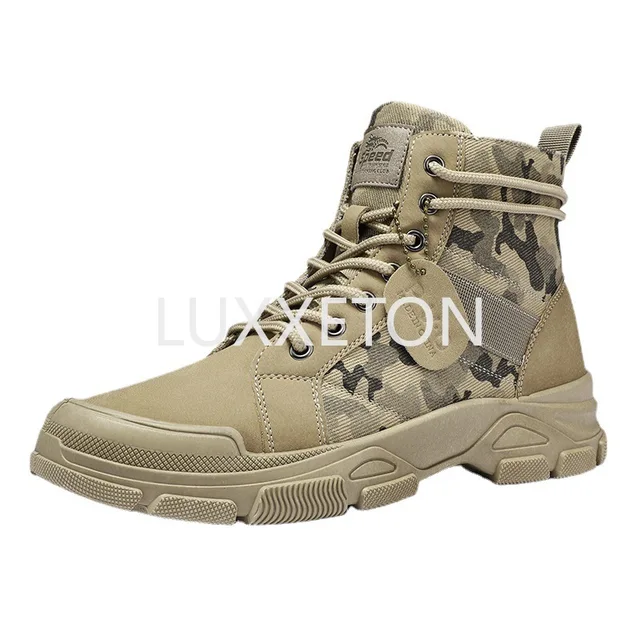 2023 New Men s Winter Vintage British High Top Shoes with Thin Straps for Desert Preparation Training Combat Work Boots