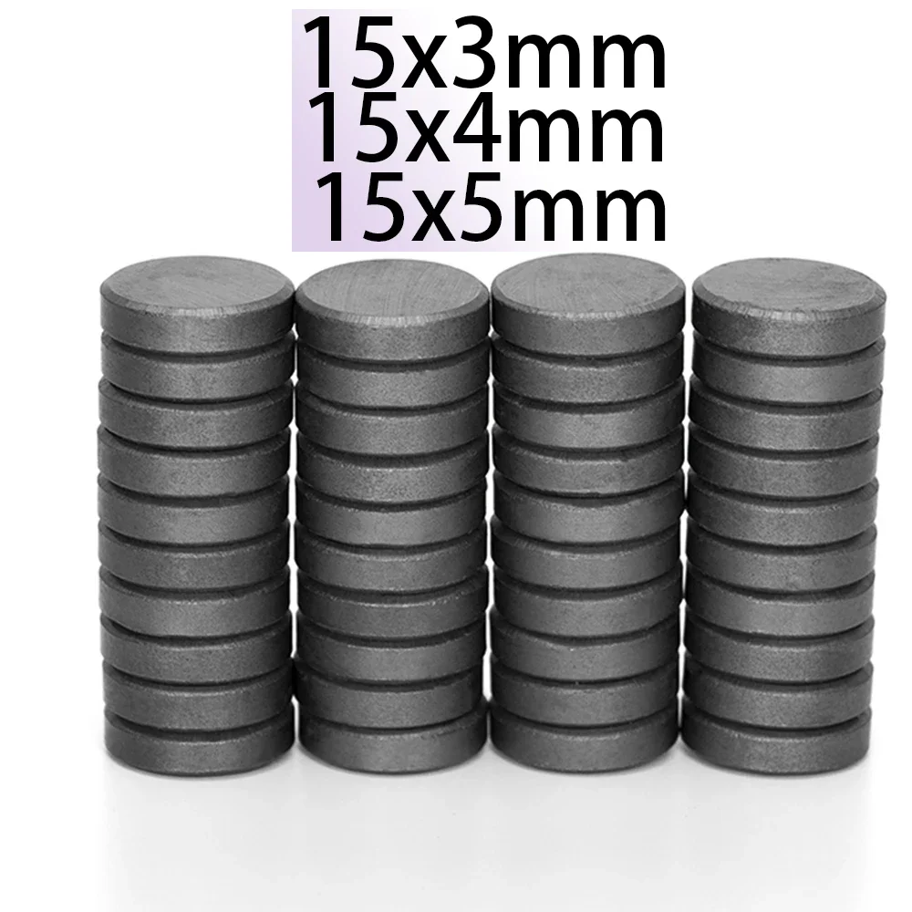 

20-100 шт., круглые магниты 15x3 мм, 15x4 мм, 15x5 мм, 15x3,5, черный постоянный феррит N35, магнит на холодильник редкоземельный Iman, оптом