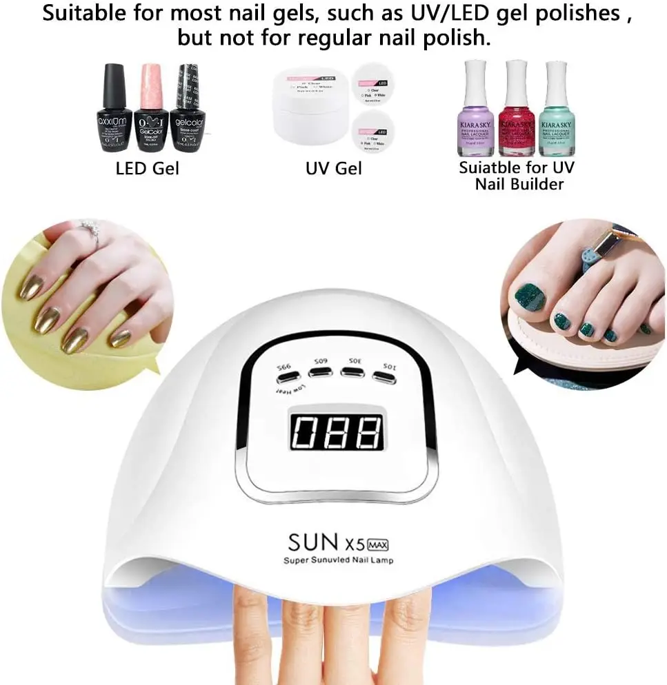 YIKOOLIN UV LED Nail Lamp Professional Nail Dryer Gel Polish Light UV Light with 4 Timer Setting Curing Gel Toe Nails