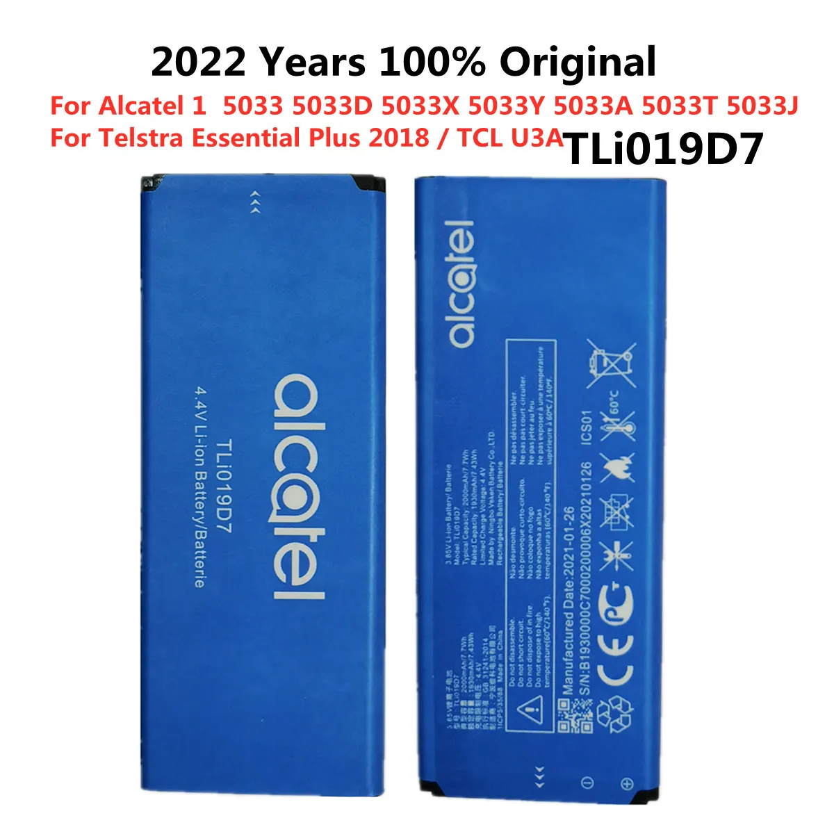 

TLI019D7 Replacement Battery For TCL U3A Alcatel 1 (2018) OT-5033 5033D X Y A T J / NOS NOVU 4 Telstra Essential Plus Cell Phone