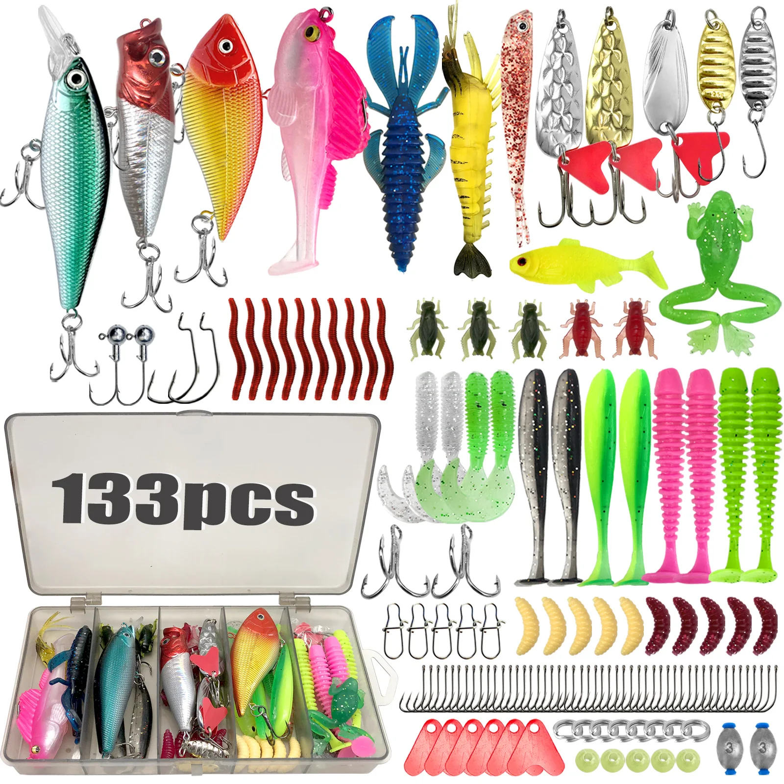 84/107pcs fishing lure kit soft and hard bait set gear layer metal jig spoon for bass pike crank tackle accessories with box 5 84/107pcs Fishing Lure Kit Soft and Hard Bait Set Gear Layer Metal Jig Spoon For Bass Pike Crank Tackle Accessories with Box 5