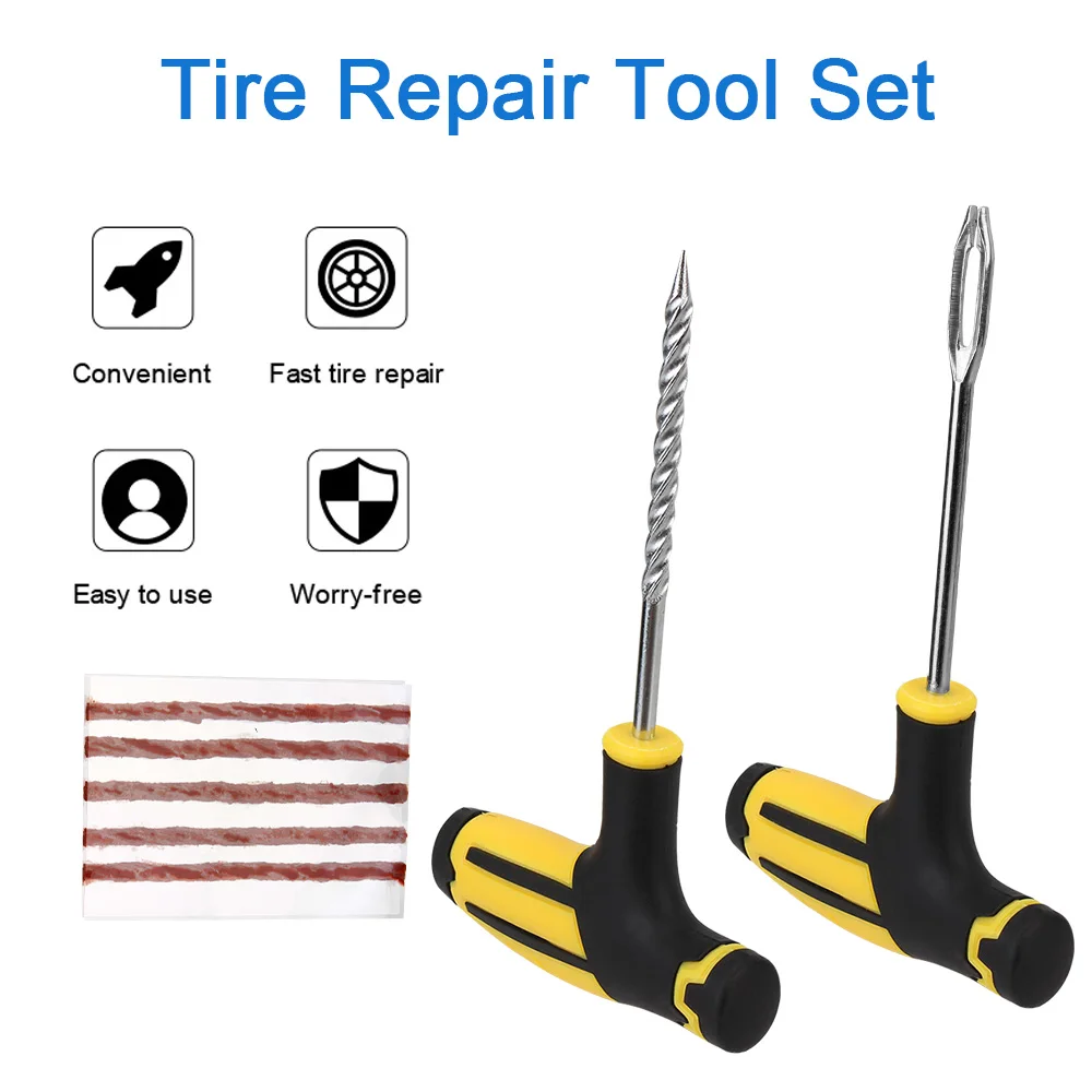 

Motorcycle Tire Repair Tools Emergency Rescue Kit Tubeless Puncture Plug Dirt Pit Bike Tyre Cement Studding Set Car Accessories