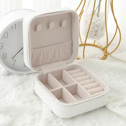 Elegant Single Layer Leather Jewelry Box - Black, White, or Pink (White)