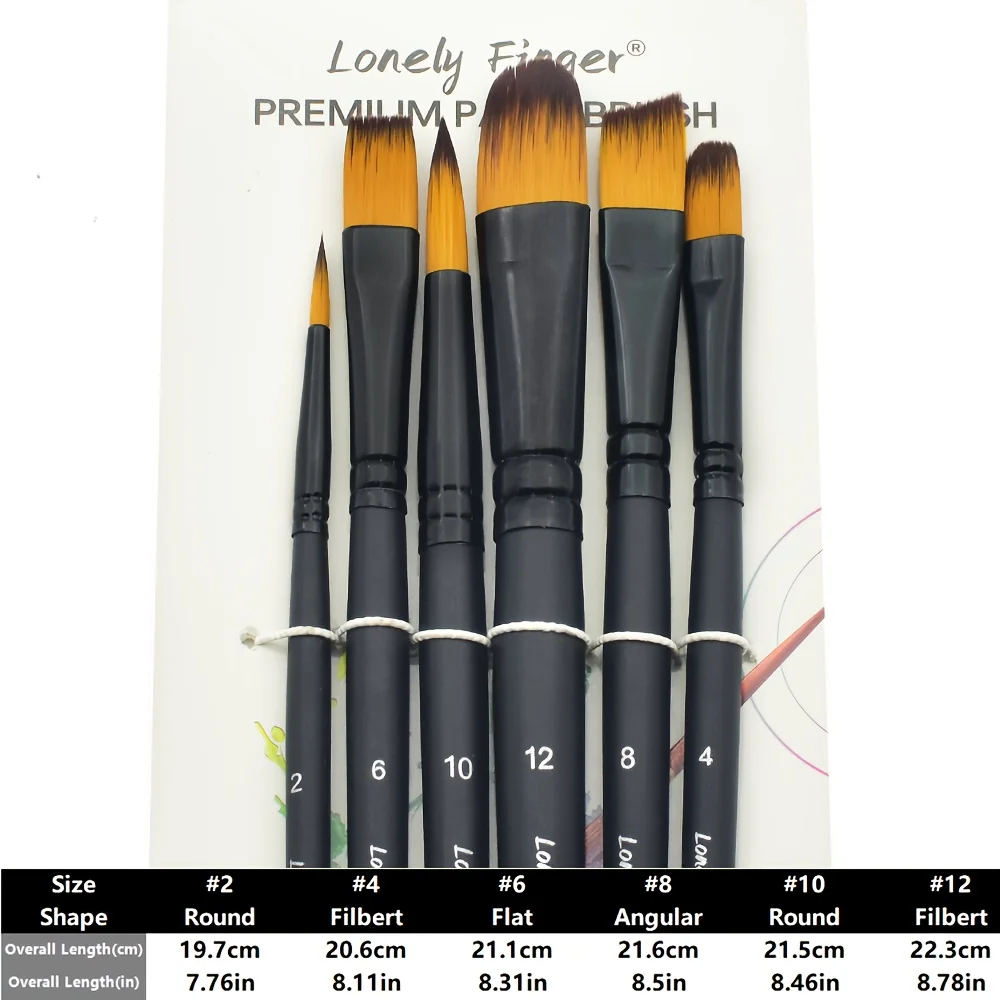 6pcs Acrylic Paint Brushes Set Different Nylon Tips for Acrylic Oil Watercolor Gouache Artist Professional Painting Kits 2