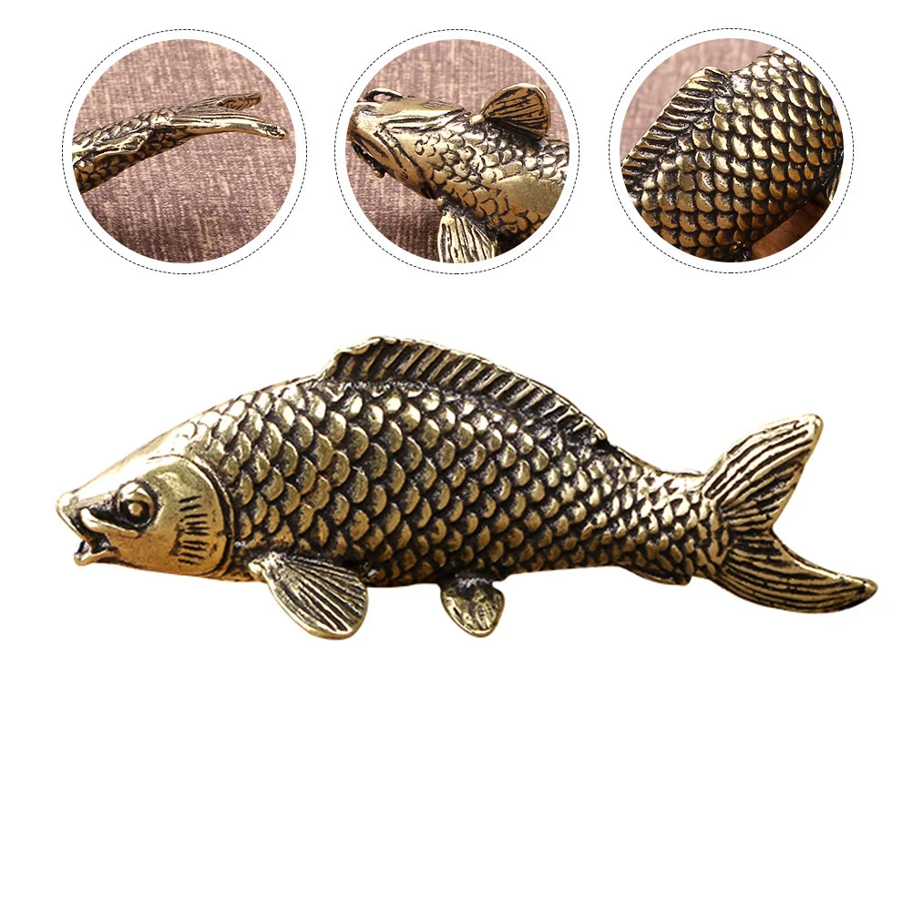 

Copper Koi Ornament Chinoiserie Decor Home Carp Retro Sculpture Desktop Adornment Simulation Decoration Style