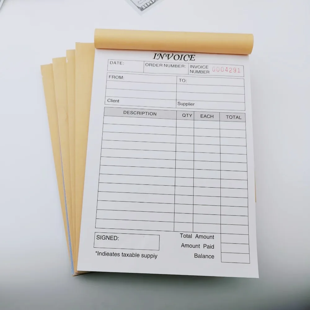 1pc (30 Sets) Handheld 3-Part Carbonless Invoice Book with Yellow & Pink Copies Work Orders Invoice Book for Small Business 4
