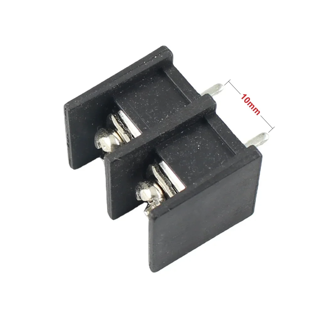 50pcs 9.5mm 10mm Pitch 2P 2 Pin Poles PCS Barrier Terminal Block Cable Connector Black 300V 25A 22-12AWG