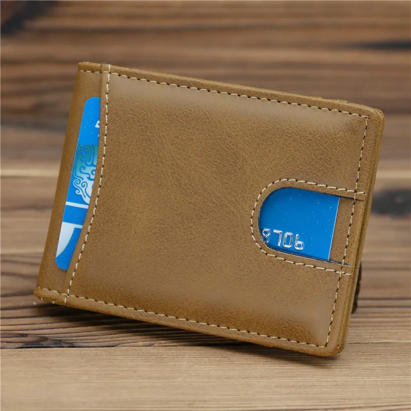 RFID Dollar Money Clip Casual Small Wallet for Men PU Leather Male Slim Wallets Short Mini Wallet with Card Holder Pocket Purses
