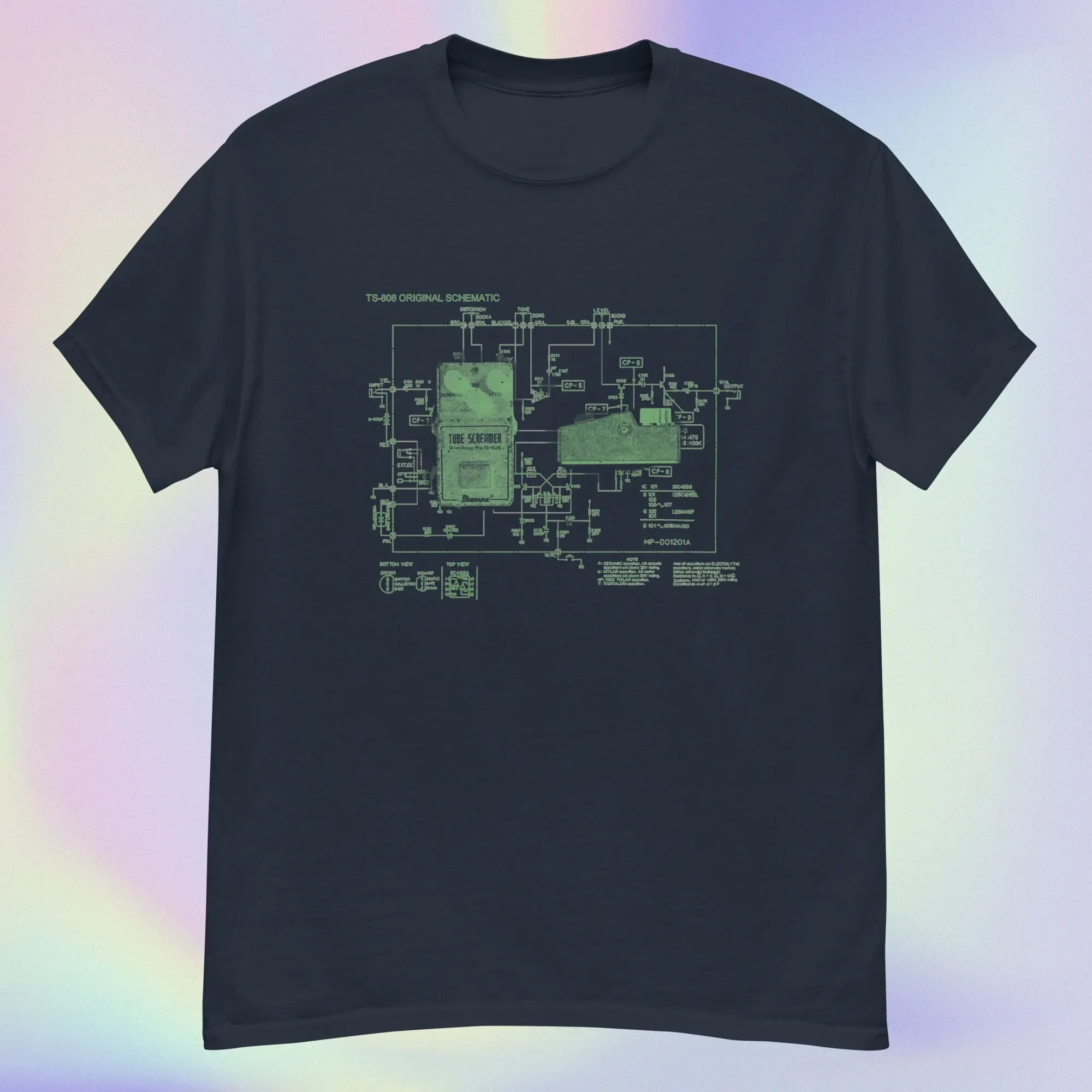 Tube Screamer Ts808 Schematico Halftone Guitar Pedal Unisex Heavyweight Cotton Tee