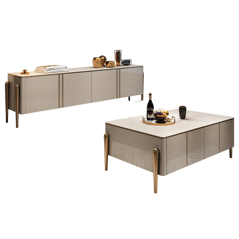 

Light luxury TV cabinet, coffee table combination, high-end postmodern minimalist floor cabinet TV