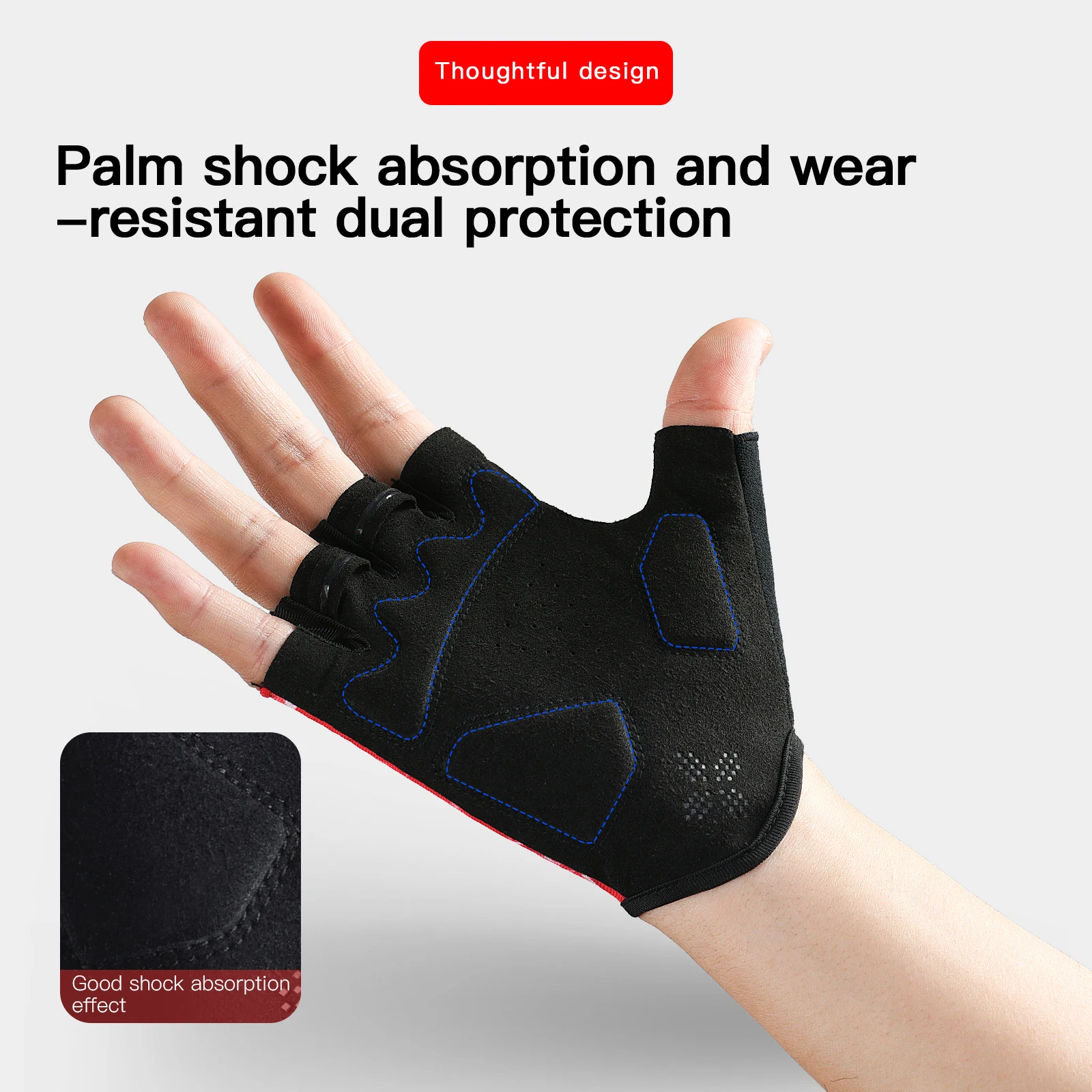 Breathable Short Finger Cycling Gloves, Thickened Palm Pad, Shock-Absorbing And Anti Slip Outdoor Sports Gloves