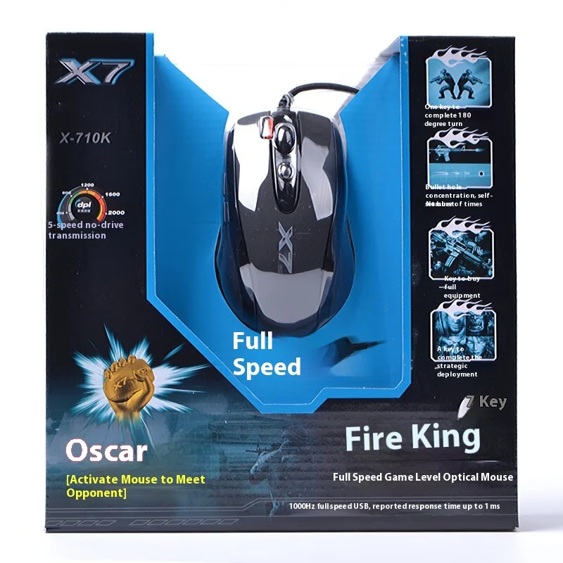 A4TECH Bloody X7-710K Mouse Wired Single-mode Quick Response Low Latency Gaming Mouse PC Office Accessory World of Warcraft Mice for Gaming Mouse