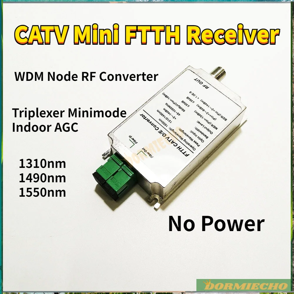 New CATV 1310nm/1490nm/1550nm Mini FTTH Receiver Fiber Optical Minimode Indoor WDM Node RF Converter Triplexer AGC No Power