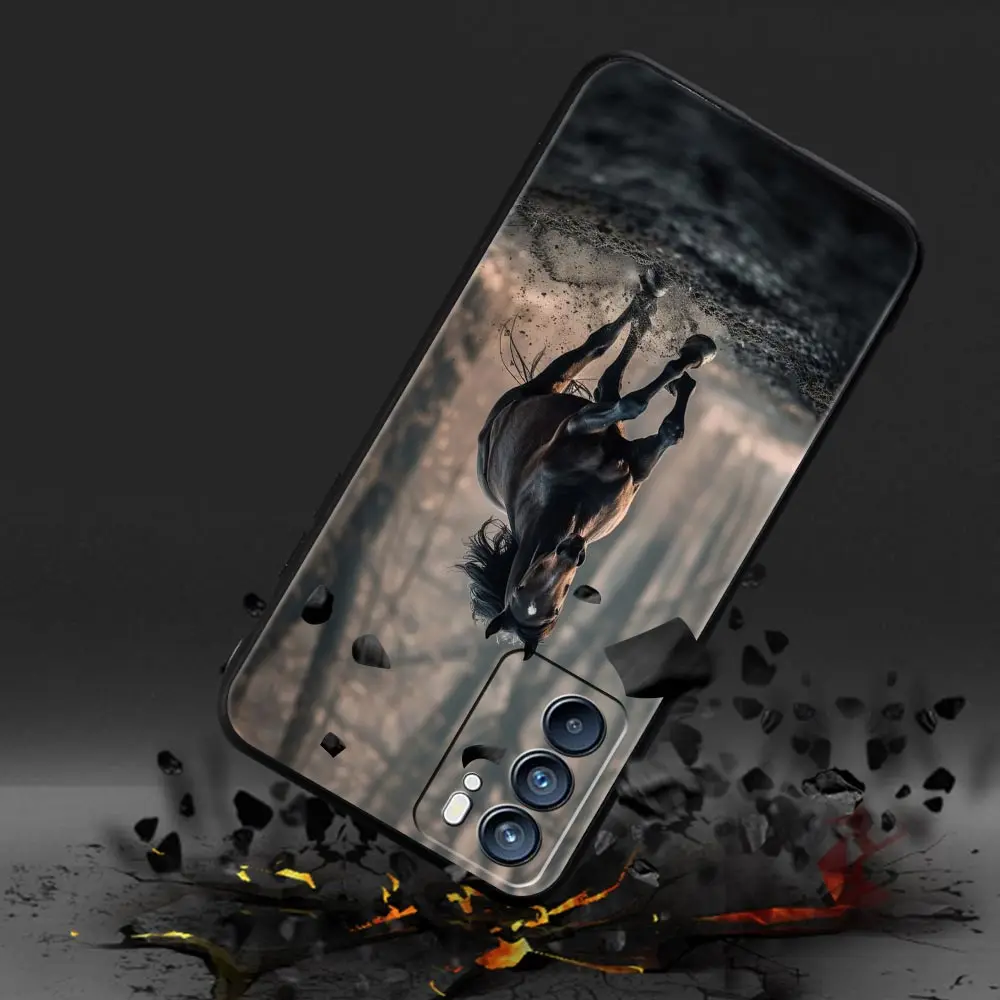 Galloping Horses Design Phone Case - Black and White Cover