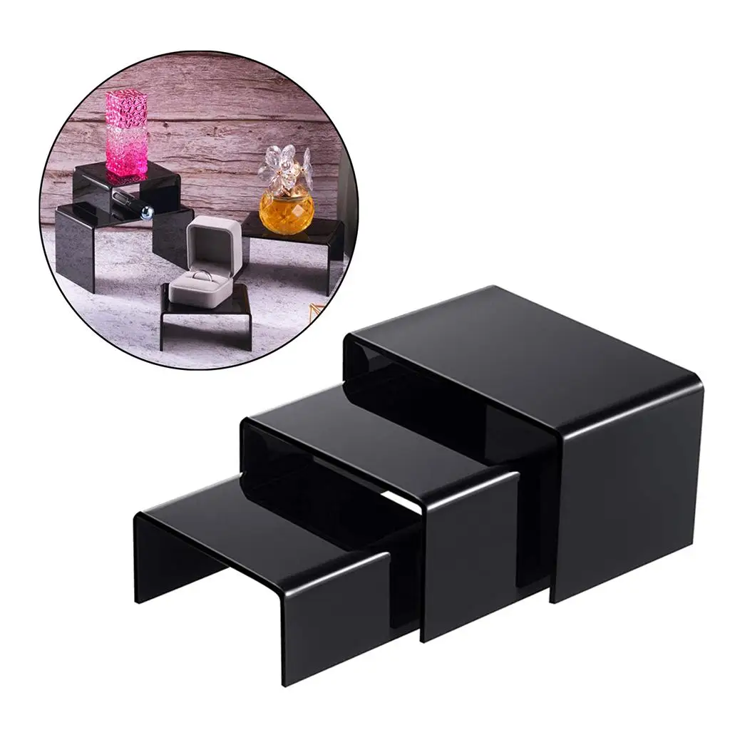 Riser for Counters, Different U-Shaped Displays Set of 3 Black Acrylic 2