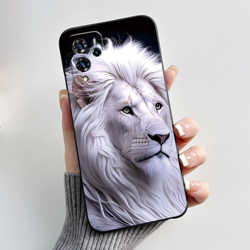 Aesthetic Pattern Black Silicone Phone Case - Love, Goldfish, & Rabbit Design, Shockproof Protection