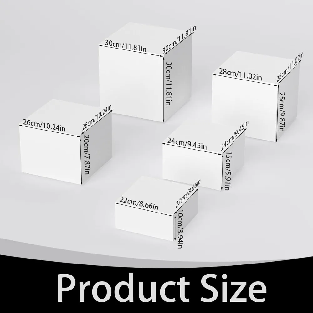 extra large white acrylic buffet risers cube box food risers for buffet dessert table 12 inch set of 5 display stands for weddin